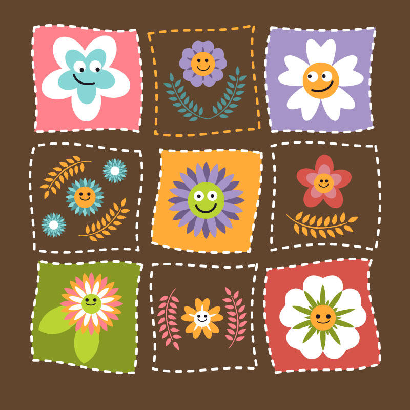 Square floral design vector material
