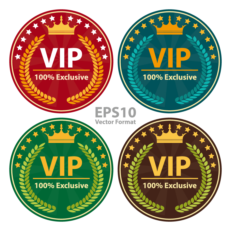 4 color circular VIP tag vector material
