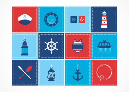 12 nautical element icon vector material