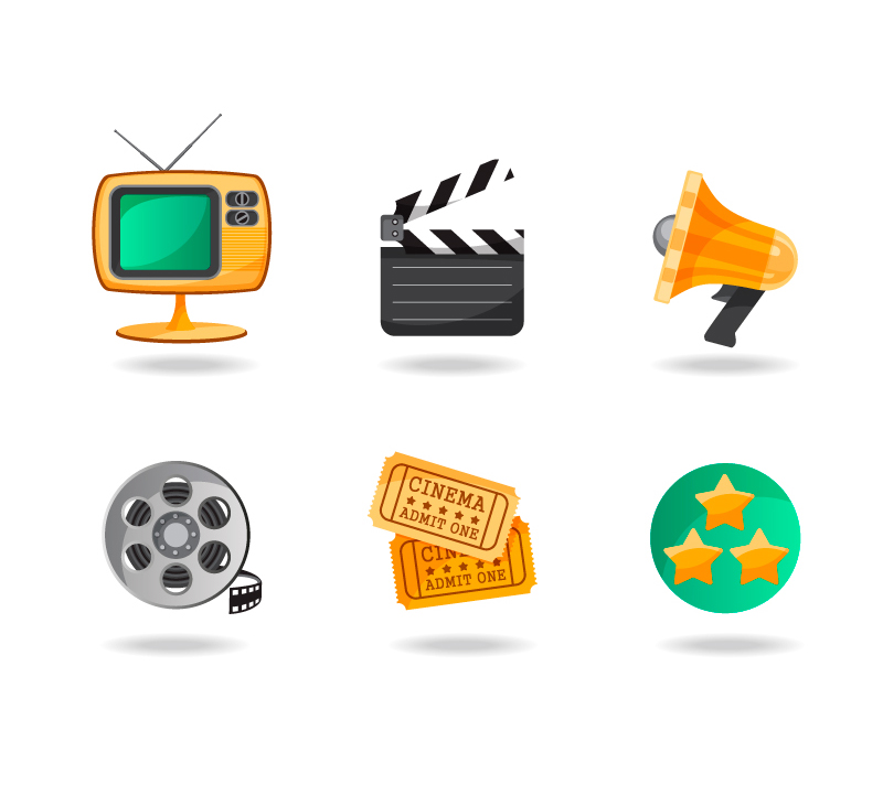 6 fabulous movie icon vector material elements
