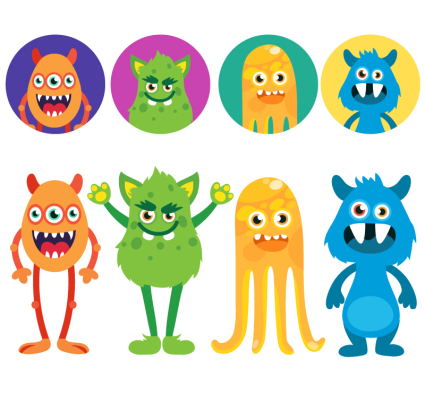 8 Cartoon monster with Avatar design vector material