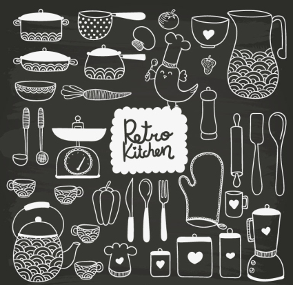 35 hand-painted kitchen design vector material