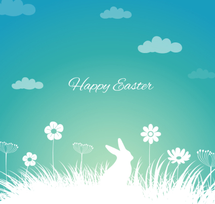 White Rabbit silhouette greeting card vector material