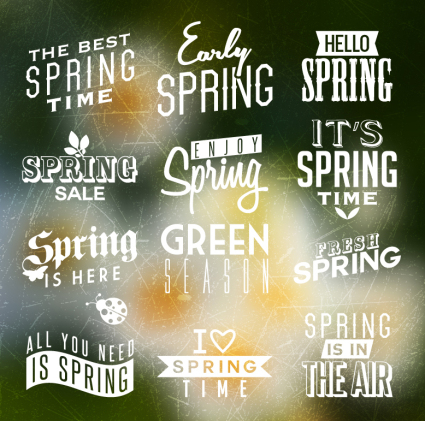 12 Spring WordArt vector material