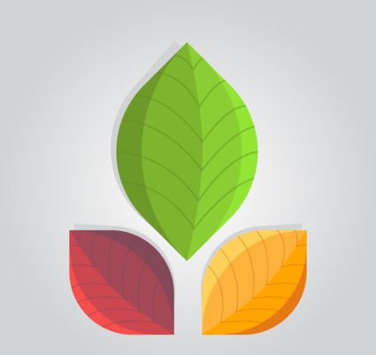 3 color leaf design vector material