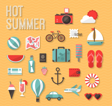 24 fine summer icon vector map