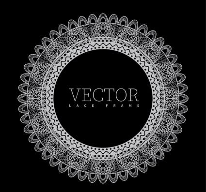 White lace circle design vector material
