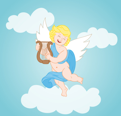 Cloud blonde angel vector material