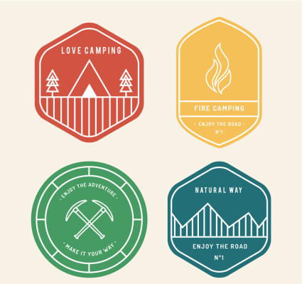 4 Camping label vector material
