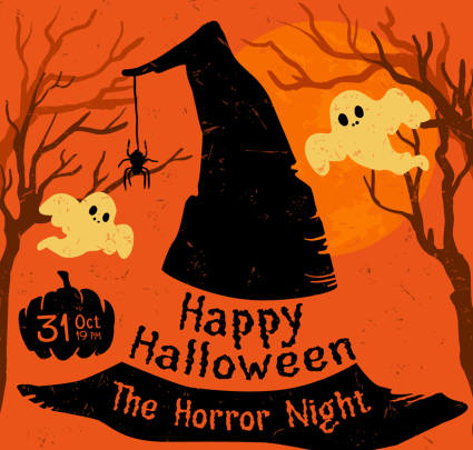 Creative ghost Halloween poster vector material