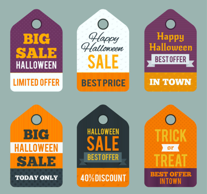 6 Halloween promotional tag vector material