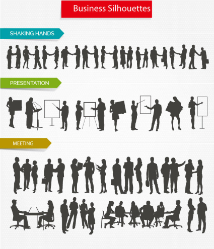 30, business people silhouette vector material