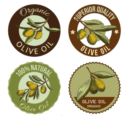 4 retro label vector material olive oil