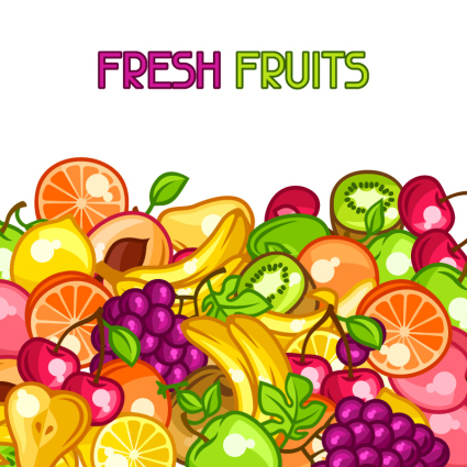 Delicious fresh fruits vector material