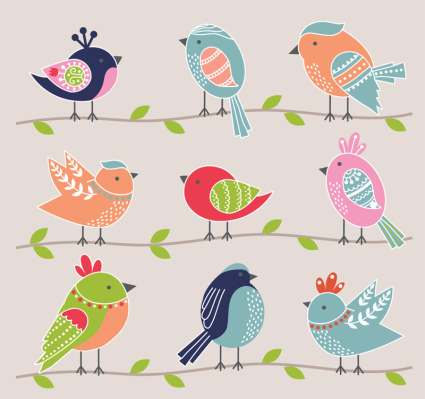 9 Cartoon Bird Design Vector