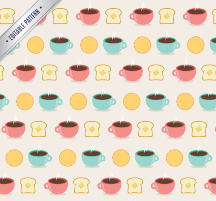 Coffee and bread seamless background vector material
