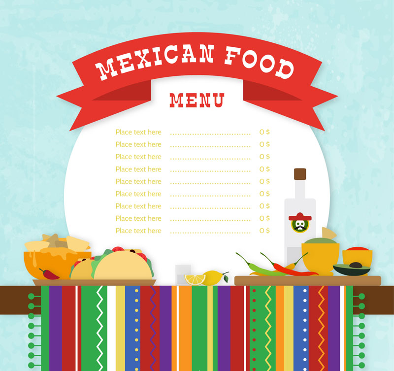 Creative Mexican food menu vector material
