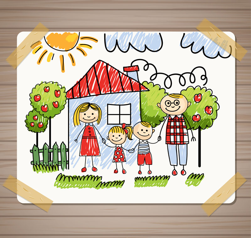 Warm Family Children illustration design vector material