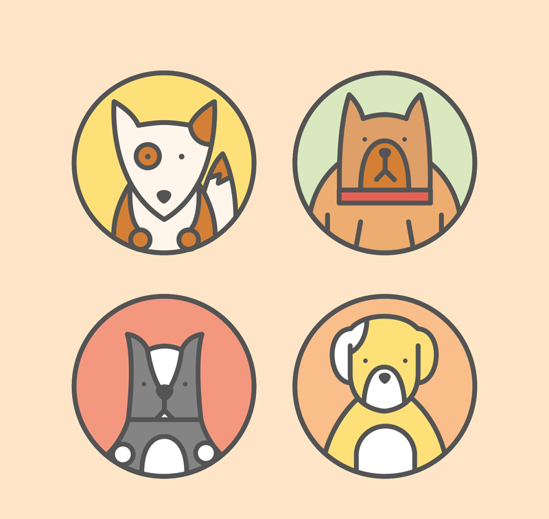 4 Dogs avatar icon vector material