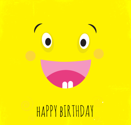 Cute cartoon smiley birthday card vector