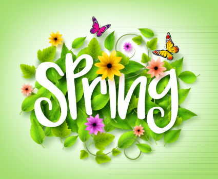 Spring floral art word vector material