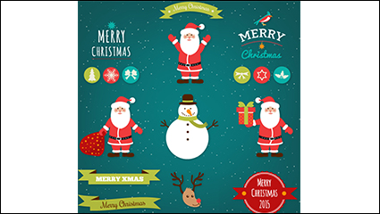 11 models of Santa Claus and snowman tag vector material