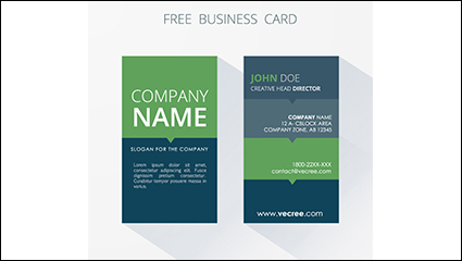 Blue and green stitching business cards vector material