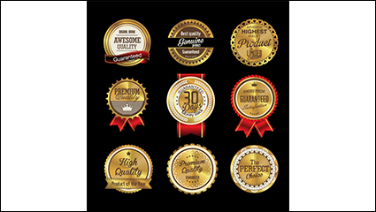 9 quality badge design vector material