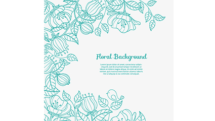 Green painted floral background vector