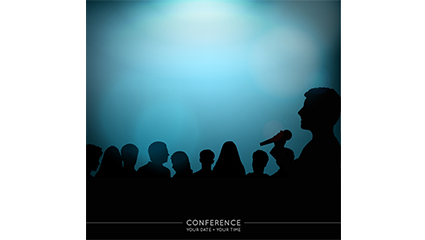 Conference poster silhouette figures vector material