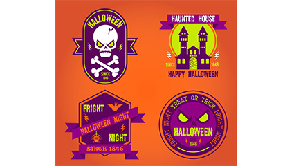 4 Terror Halloween label vector