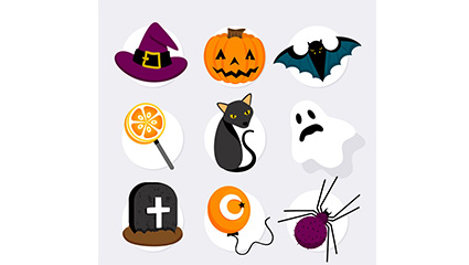 9 color Halloween stickers element vector material