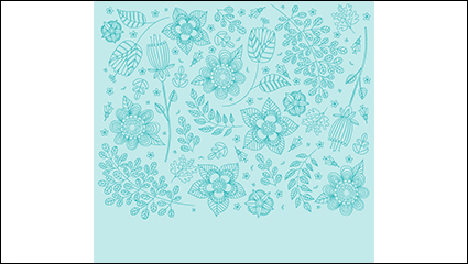 Green flowers and branches seamless background vector material