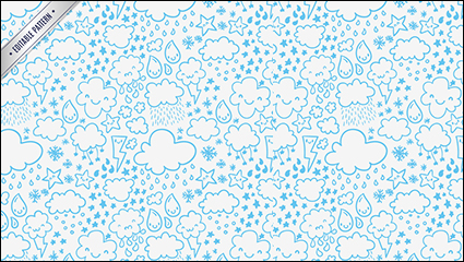 Blue clouds raindrops seamless background vector material