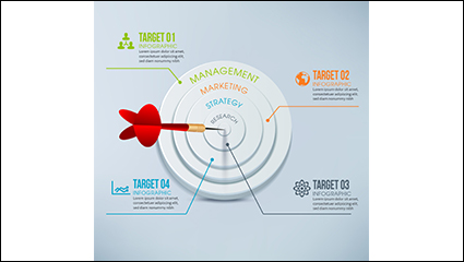 Dart board and darts business information map vector material