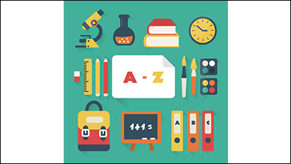 18 models of school supplies design vector material