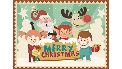 Cartoon Santa Claus and children vector material