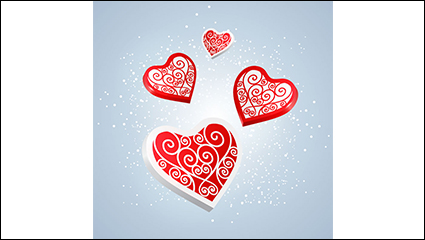 Red love pattern vector material sheet