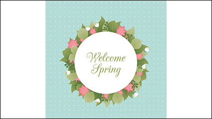 Welcome Spring flowers ring vector material