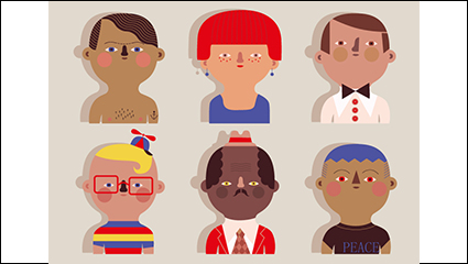 6 stylish portraits vector material