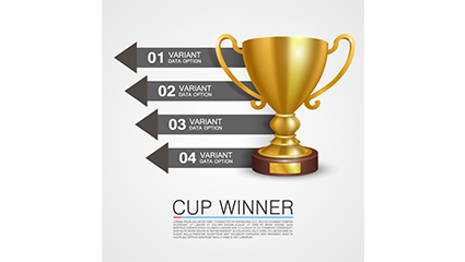 Business information map vector golden trophy