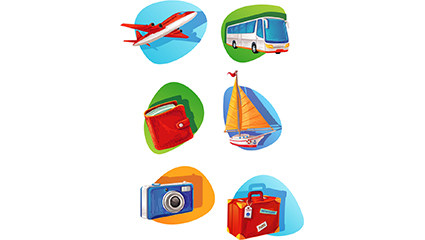 6 travel element icon vector material