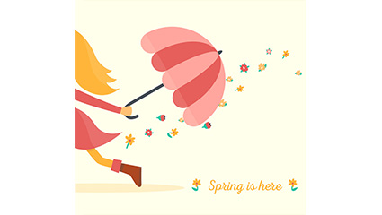 An umbrella girl running vector material