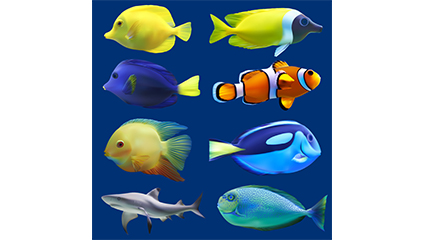 8 lifelike marine fish design vector material