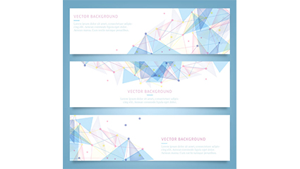 3 blue geometric banner vector
