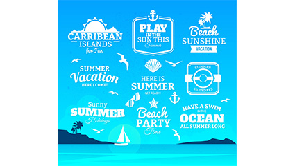 9 WordArt vector summer vacation