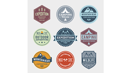 9 outdoor adventure tag vector material