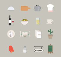 16 models fresh restaurant icon vector material