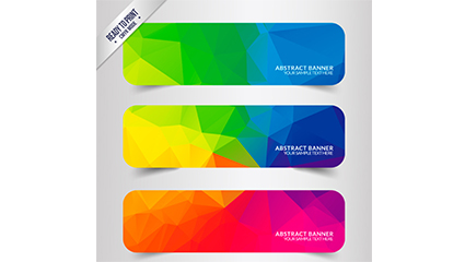 3 color geometry banner vector material