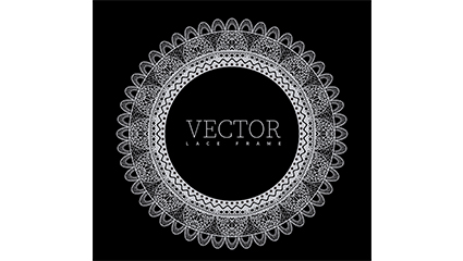 White lace circle design vector material